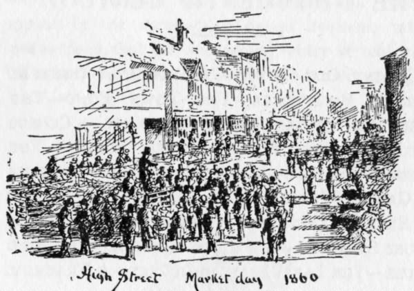 Market day in 1860, High Street - 1900