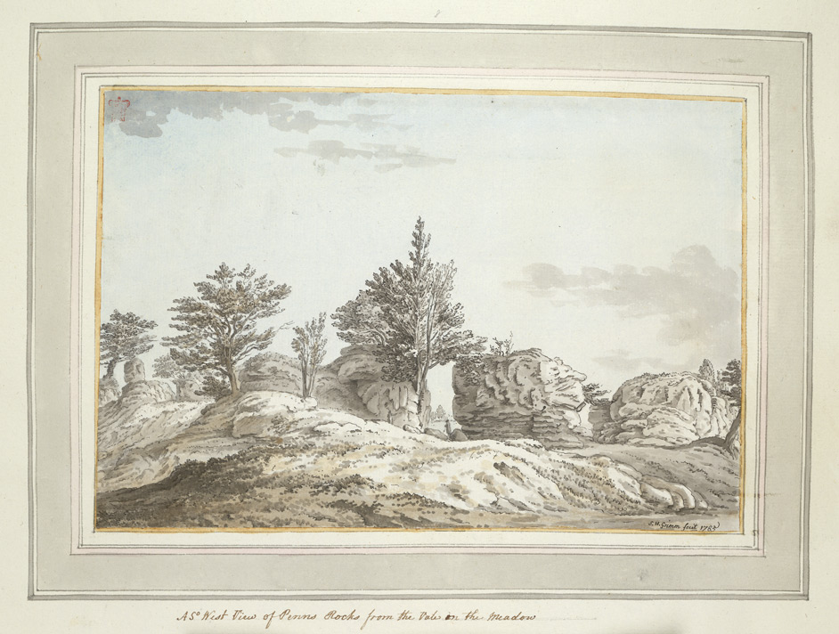 A South West View of Penns Pocks from the Vale on the Meadow - 1785
