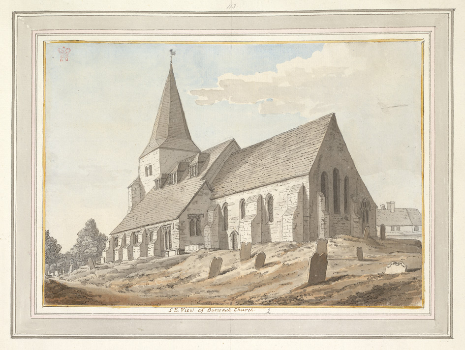South East View of Burwash Church - 1784