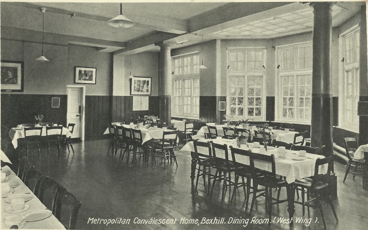 West Wing Dining Room, Metropolitan Convalescent Home, Bexhill - c 1920