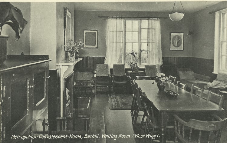 West Wing Writing Room, Metropolitan Convalescent Home, Bexhill - c 1920