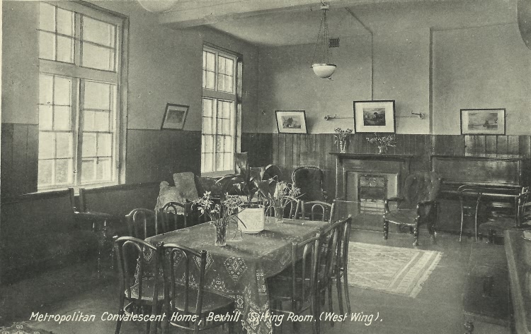 West Wing Sitting Room, Metropolitan Convalescent Home, Bexhill - c 1920