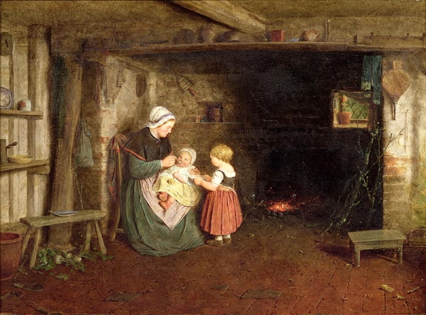Expectations: Interior of a Cottage with Mother and Children - 1854