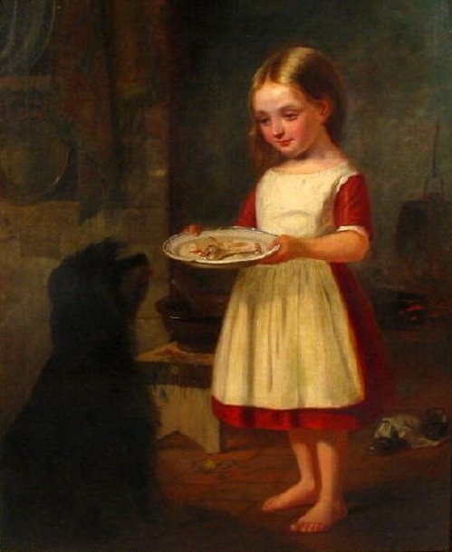 Girl Feeding Dog - 1881