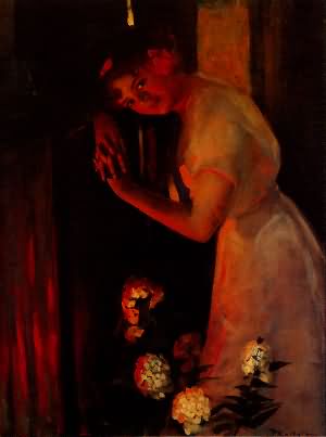 Young Woman Before the Hearth - c 1914