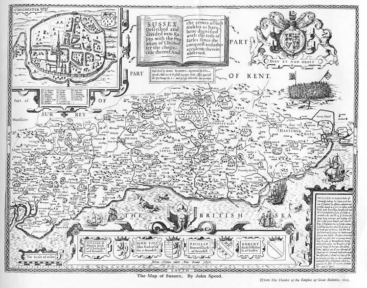 Sussex by John Norden and augmented by John Speed - 1610
