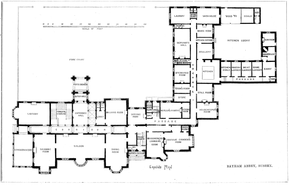 Bayham Abbey - Ground Plan - 16th Dec 1871