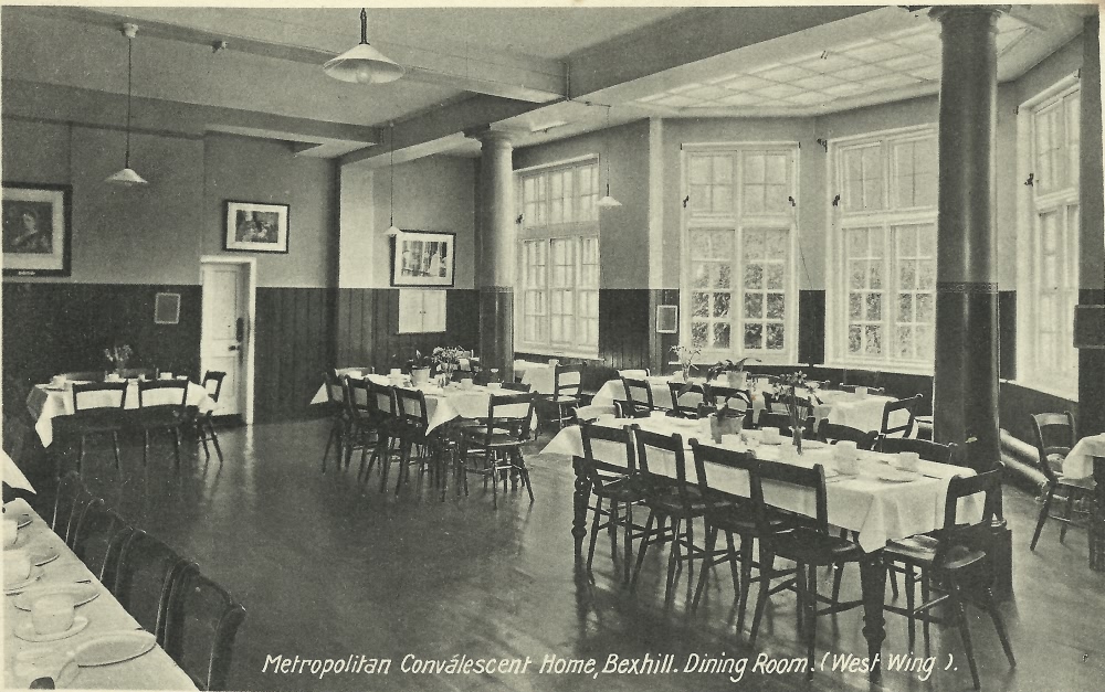 West Wing Dining Room, Metropolitan Convalescent Home, Bexhill - c 1920