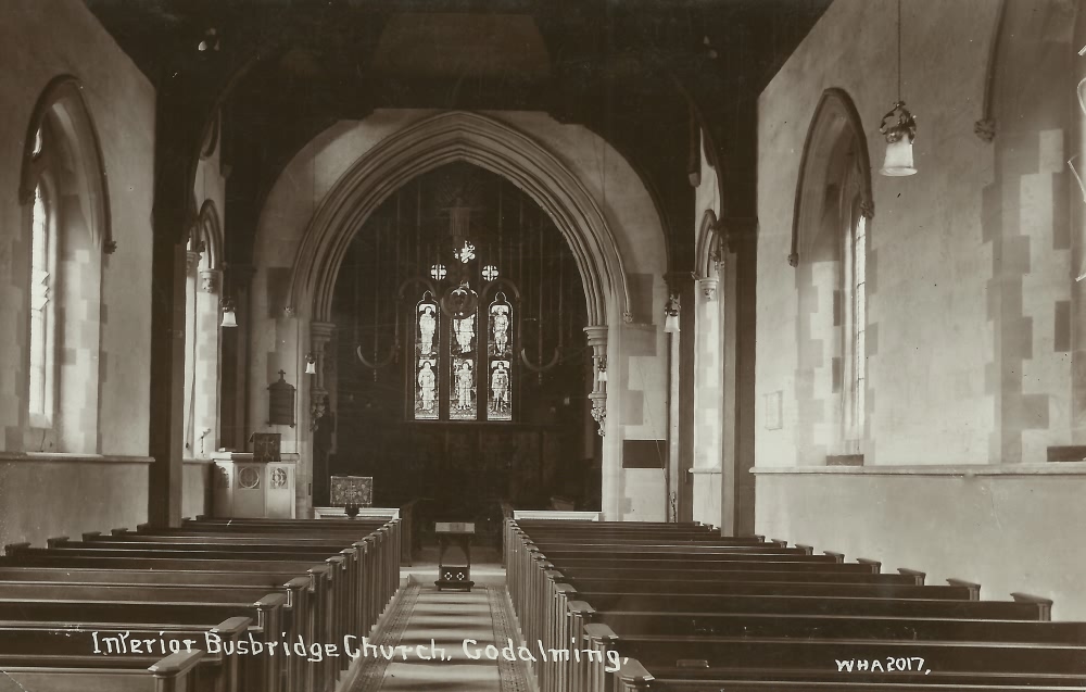 Interior, Busbridge Church, Godalming - c 1912