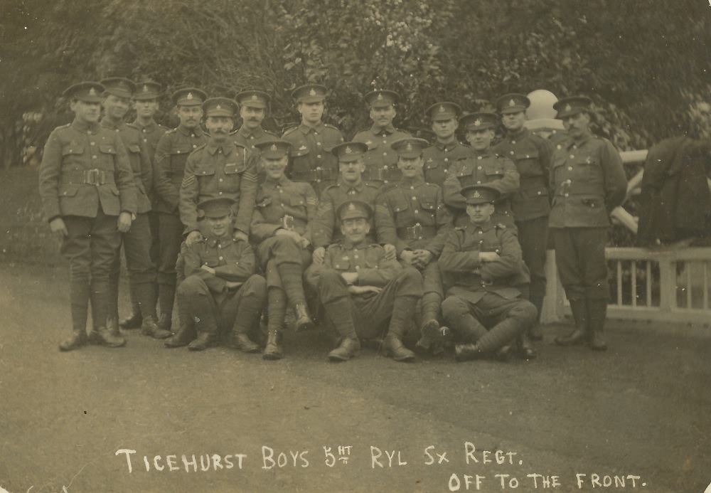 Ticehurst Boys, 5th Royal Sussex Regiment, off to the Front - c 1914